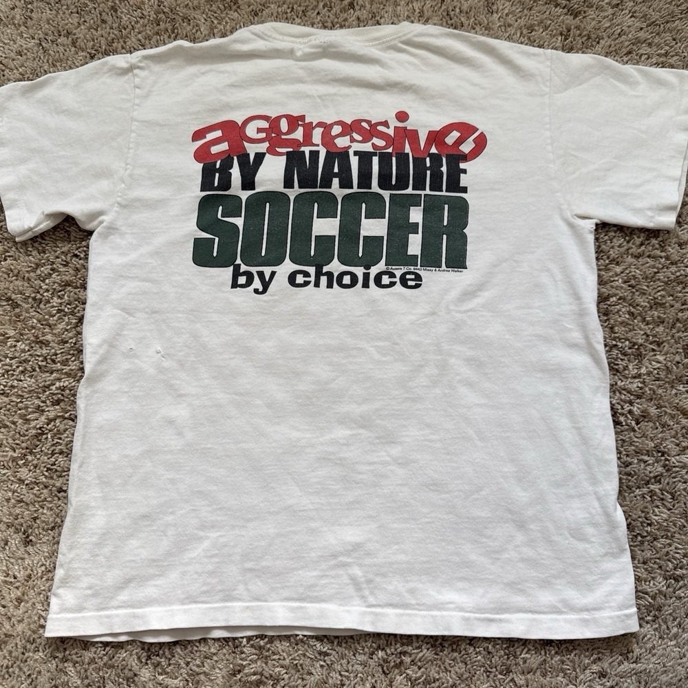 Vintage 90s Aggressive by Nature Soccer by Choice T-Shirt - Size Small USA Made